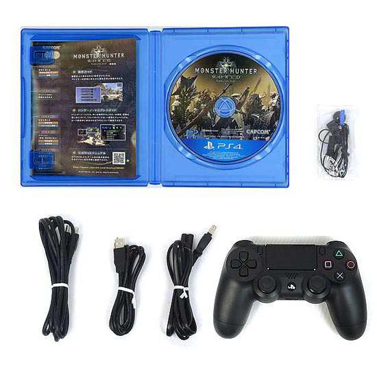 【中古即納】送料無料 ソニー SONY プレイステーション4 500GB MONSTER HUNTER： WORLD Starter Pack Black CUHJ-10022 元箱あり