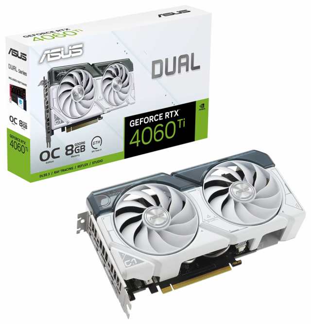 ASUS（エイスース） ASUS DUAL-RTX4060TI-O8G-WHITE / PCI-Express 4.0 グラフィックスボード DUAL-RTX4060TI-O8G-WHITE返品種別B