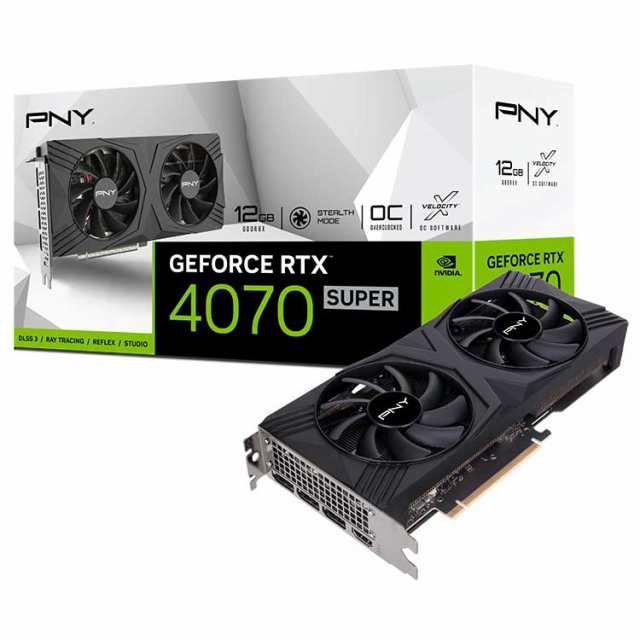 PNY（ピーエヌワイ） PNY GEFORCE RTX 4070 SUPER 12GB VERTO Dual Fan Overclocked Edition DLSS 3 VCG4070S12DFXPB1-O返品種別B