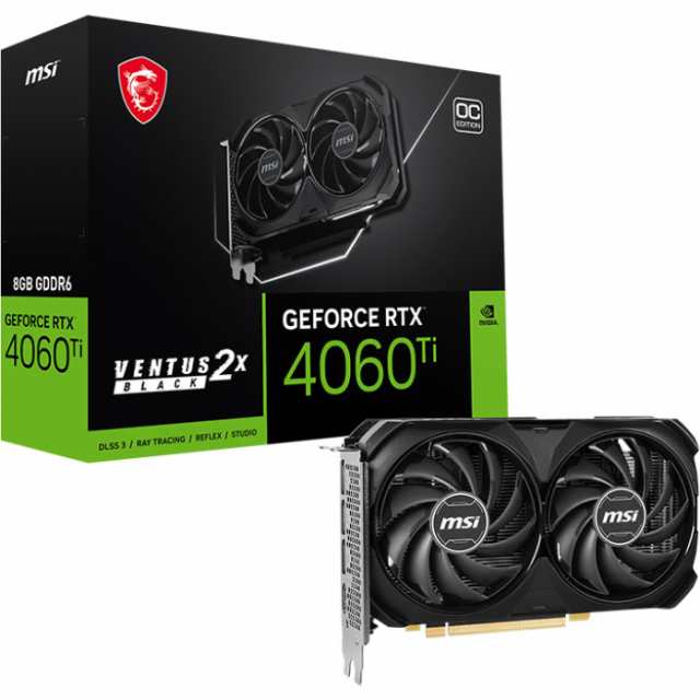 MSI RTX 4060 Ti VENTUS 2X BLACK 8G OC MSI GeForce RTX 4060 Ti VENTUS 2X BLACK 8G OC / PCI-Express 4.0 グラフィックスボード[4060T