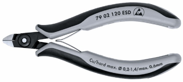 クニペックス 79 02 120 ESD エレクトロニクスニッパー 120mm 静電気防止KNIPEX[7902120ESDKNIPEX] 返品種別Bの通販は