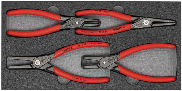クニペックス 00 20 01 V09 精密スナップリングプライヤーセット (4本 トレイ付き)KNIPEX[002001V09KNIPEX] 返品種別Bの通販は 18,780円