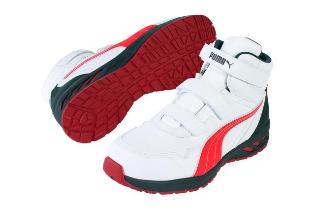 プーマ JAPAN ATHLETIC Rider 2.0 MID ホワイト＆レッド 26.0cm JSAA規格 A種 PUMA SAFETY 63.356.0-WH×RED-26.0返品種別Bの通販は