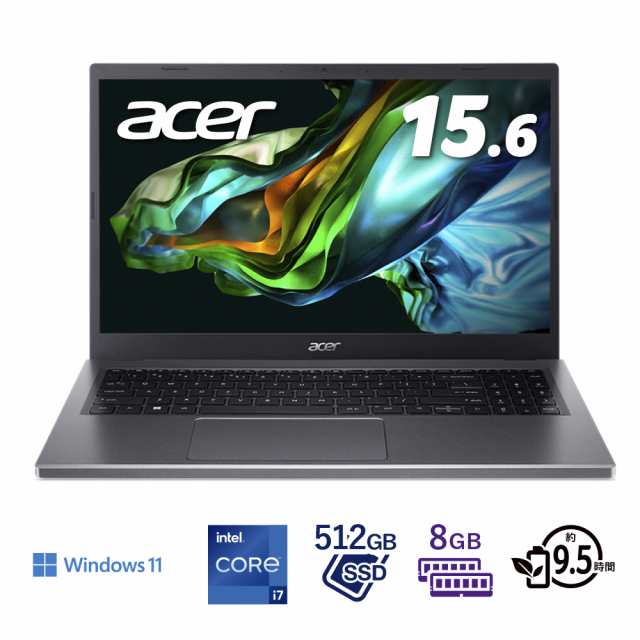 Acer（エイサー） 15.6型ノートパソコン Aspire 5（Core i7/ メモリ 8GB/ 512GB SSD） スチールグレイ A515-58P-N78Y返品種別A