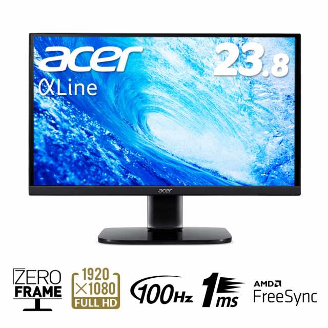 Acer（エイサー） KA240YHbmix 23.8型 液晶ディスプレイ（フルHD/100Hz/VA/非光沢/1ms（VRB）/HDMI/ミニD-Sub/スピーカー搭載/VESAマウン