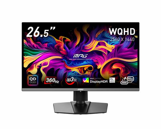 MSI MPG-271QRX-QD-OLED 26.5型 ゲーミング液晶ディスプレイ（360Hz/0.03ms（GTG）/QD-OLED/ハーフグレア/WQHD（2560×1440）/HDMI 2.1/D