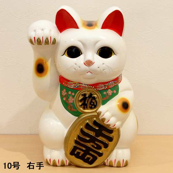 京都 リュウコドウ 018-0071A 小判付招猫 右手(10号・白)[0180071Aリユウコドウ] 返品種別A