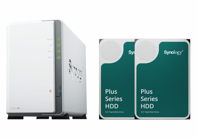 Synology（シノロジー） DS223J+HAT3300-6TB2 DiskStation DS223j 初心者ガイド付+HAT3300-6TB 2個セット[DS223JHAT33006TB2] 返品種別B