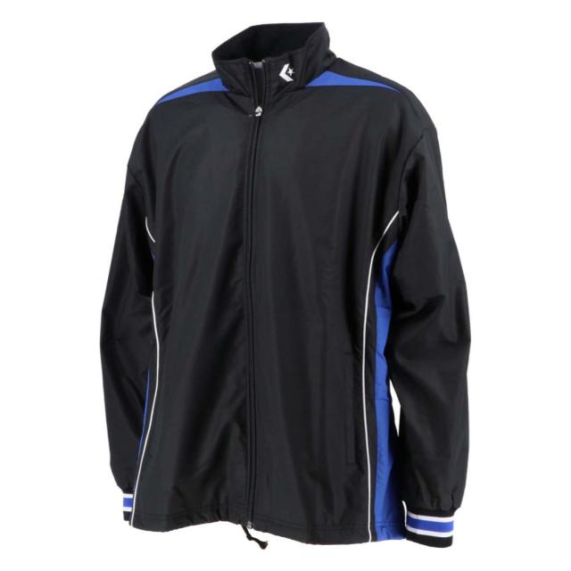 コンバース 男女兼用 ウォームアップジャケット（裾ボックスタイプ）（ブラック×Rブルー・サイズ：XO） CB182500S-1925-XO返品種別A