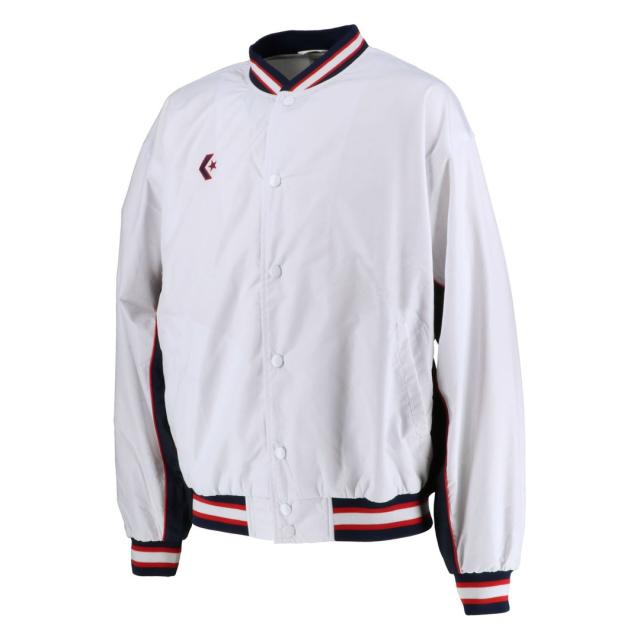 コンバース CON-CB182112S-1129-M 男女兼用 ウォームアップジャケット（前ボタン・裾フライスタイプ）（ホワイト×ネイビー・サイズ：M）CONVERSE[CONCB182112S1129M] 返品種別A 6,980円