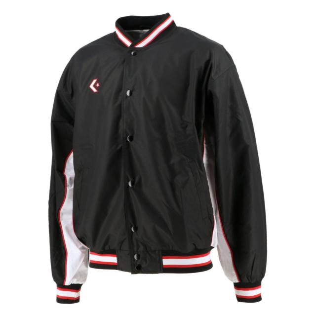 コンバース CON-CB182112S-1911-O 男女兼用 ウォームアップジャケット（前ボタン・裾フライスタイプ）（ブラック×ホワイト・サイズ：O）CONVERSE[CONCB182112S1911O] 返品種別A 6,980円