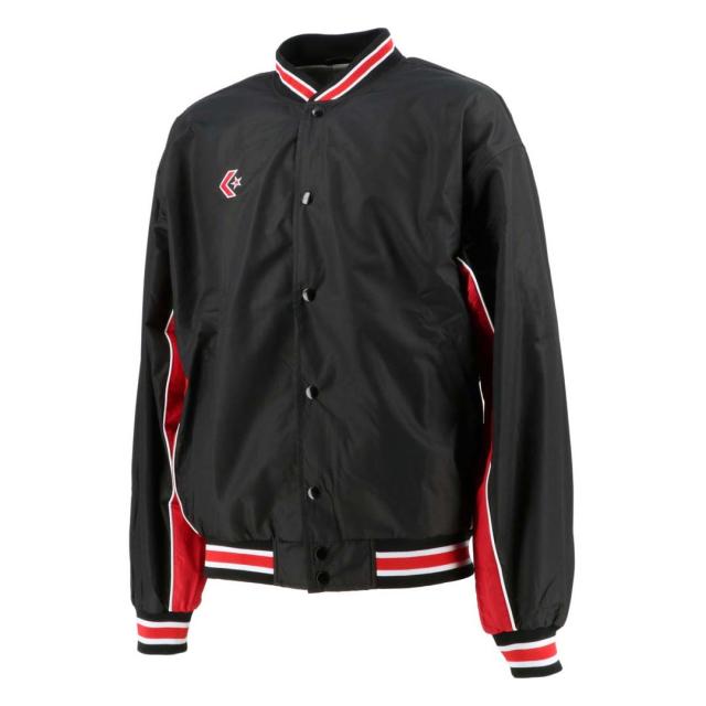 コンバース CON-CB182112S-1964-O 男女兼用 ウォームアップジャケット（前ボタン・裾フライスタイプ）（ブラック×レッド・サイズ：O）CONVERSE[CONCB182112S1964O] 返品種別A 5,863円