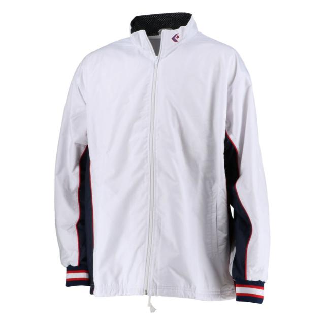 コンバース CON-CB182102S-1129-M 男女兼用 ウォームアップジャケット（前ファスナー・裾ボックスタイプ）（ホワイト×ネイビー・サイズ：M）CONVERSE[CONCB182102S1129M] 返品種別A 6,980円