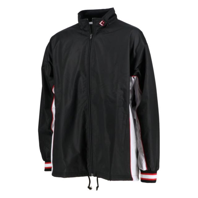 コンバース CON-CB182102S-1911-S 男女兼用 ウォームアップジャケット（前ファスナー・裾ボックスタイプ）（ブラック×ホワイト・サイズ：S）CONVERSE[CONCB182102S1911S] 返品種別A