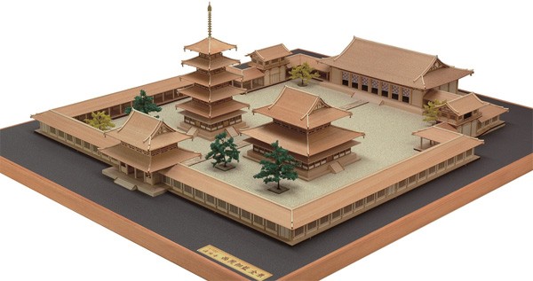 送料無料について ウッディジョー 1/150 木製模型 法隆寺 西院伽藍