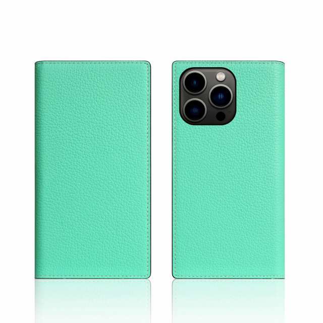 SLG Design SD22123I13PTL iPhone 13 Pro用 Neon Full Grain Leather Diary Case（ティール）[SD22123I13PTL] 返品種別A