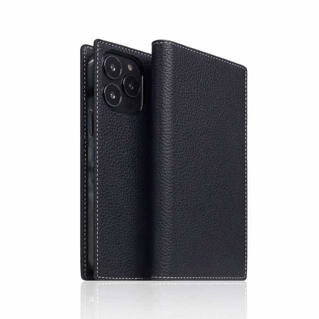 SLG Design SD24354I14PMBB iPhone 14 Pro Max用 手帳型ケース Full Grain Leather Case（ブラックブルー）[SD24354I14PMBB] 返品種別A