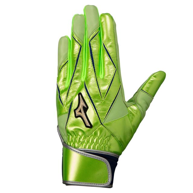 ミズノ 野球用バッティング手袋（両手用）（ライム×ネイビー×シルバー・サイズ：L） 1EJEA22037L返品種別Aの通販は 4,785円