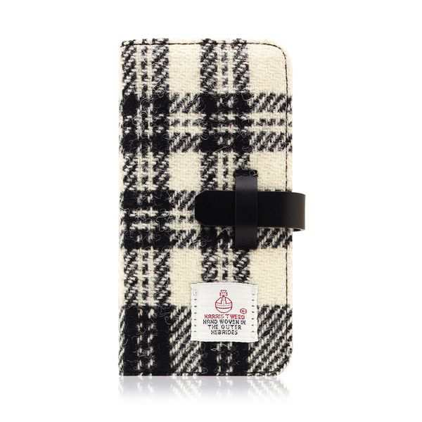 SLG Design SD8122I7 iPhone SE3/SE2/8/7用 手帳型ケース Harris Tweed Diary（ホワイト×ブラック）[SD8122I7] 返品種別A