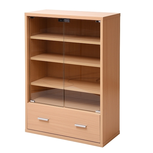 JK-PLAN(ジェイケイ・プラン) FR-050-NA 6BOXシリーズ引出し付ガラスキャビネット(ナチュラル)[FR050NA] 返品種別Aの通販は