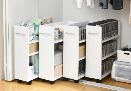 JK-PLAN(ジェイケイ・プラン) クローゼット押入れラック 4個セット(ホワイト・幅19.5×奥行58.5×高さ65.5cm)  SGT-0128SET-WH返品種別Aの通販は