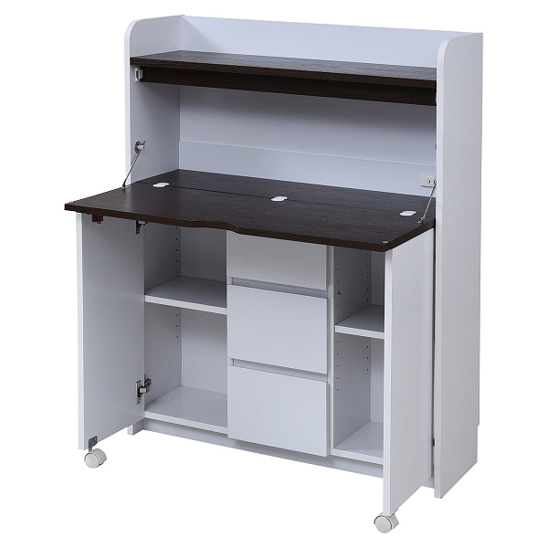 JK-PLAN(ジェイケイ・プラン) FWD-0278-WHDB 省スペースライティングデスク(ホワイト/ダークブラウン)[FWD0278WHDB] 返品種別Aの通販は