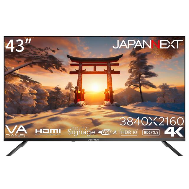 JAPANNEXT（ジャパンネクスト） JN-V43UHDR-U 液晶ディスプレイ(43型/VA/4K UHD 3840×2160/60Hz/10ms/HDR10/HDMI2.0/VESA）(ブラック)[JNV43UHDRU] 返品種別Aの通販は
