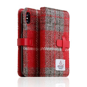 SLG Design SD10554I8 iPhone XS/X用 手帳型 HARRIS TWEED（レッド/グレー）[SD10554I8] 返品種別A