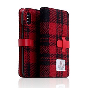 SLG Design SD10557I8 iPhone XS/X用 手帳型 HARRIS TWEED（レッド/ブラック）[SD10557I8] 返品種別A