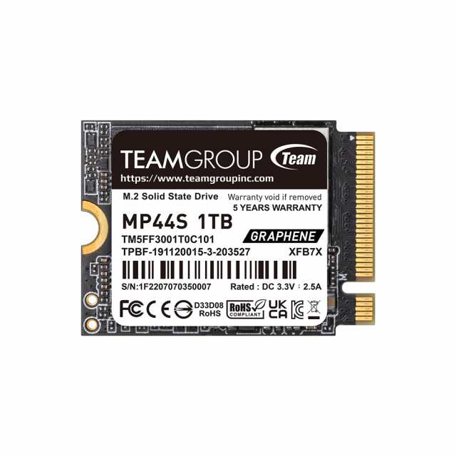 Team（チーム） Team Gen4x4 M.2 2230 PCIe NVMe MP44Sシリーズ 1TB【Steam Deck動作確認済み】 TM5FF3001T0C101返品種別B