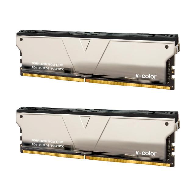 V-Color TO416G32D816DSPSXK SKYWALKER PLUS Series PC4-25600 / DDR4 3200 Mhz メモリモジュール 16GB × 2枚組（Mirror Finish Silver）[TO416G32D816DSPSXK] 返品種別B