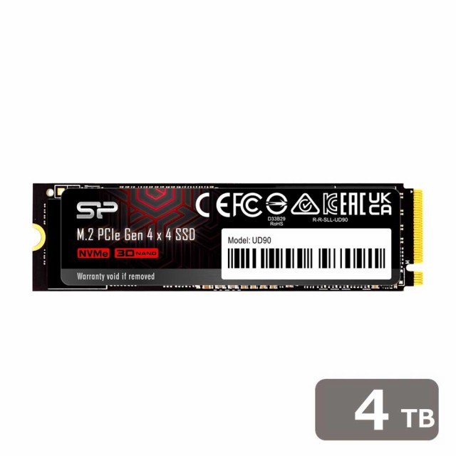 SiliconPower（シリコンパワー） SiliconPower PCIe Gen 4x4 UD90シリーズ M.2 2280 NVMe1.4 内蔵SSD 4TB SP04KGBP44UD9005返品種別B