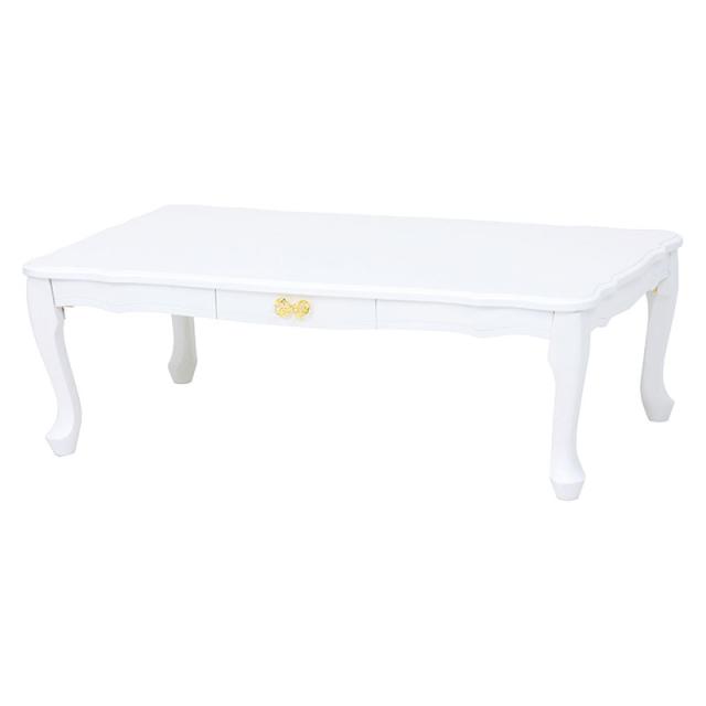 HAGIHARA(萩原) MT-6041WH リボンハンドル折れ脚テーブル(幅100×奥行60×高さ33.5cm)引出1杯付き[MT6041WH] 返品種別Aの通販は