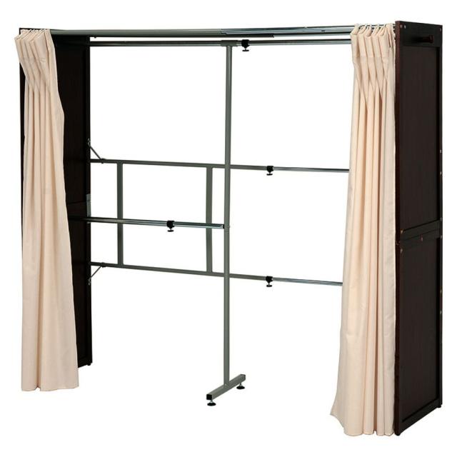 HAGIHARA(萩原) VR-7240DBR 伸縮クローゼット 棚なし(ダークブラウン・幅115〜195×奥行55×高さ170cm)[VR7240DBR] 返品種別Aの通販は