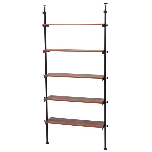 HAGIHARA(萩原) KTR-3156BR 突っ張り5段ラック(ブラウン・幅90×奥行24×高さ187〜264cm)[KTR3156BR] 返品種別Aの通販は