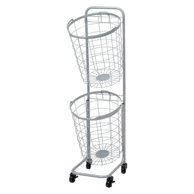 HAGIHARA(萩原) KR-3972GY ランドリーラック(スカイグレー・幅34.5×奥行39×高さ108cm)丸型2段タイプ[KR3972GY] 返品種別Aの通販は 5,396円