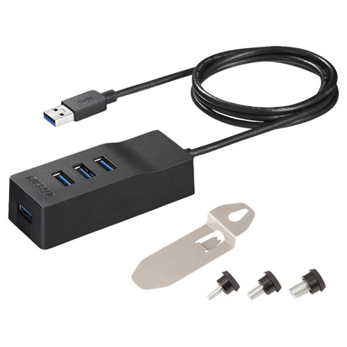 バッファロー BSH4A110U3VBK USB3.0 セルフパワーハブ 4ポートタイプ（テレビ背面取り付け金具付き）[BSH4A110U3VBK] 返品種別A 6,080円