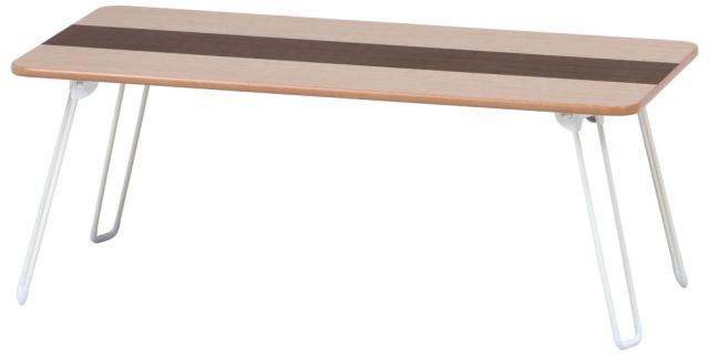 不二貿易 10496 突板折畳ローテーブル(NA/BR)ライン 8040　幅80cm×奥行40cm×高さ31.5cm[10496フジボウエキ] 返品種別Aの通販は 4,830円