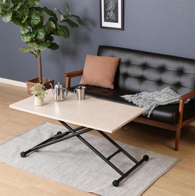 不二貿易 昇降テーブル(幅100×奥行55×高さ12〜70cm・ホワイト) 19244返品種別Aの通販は