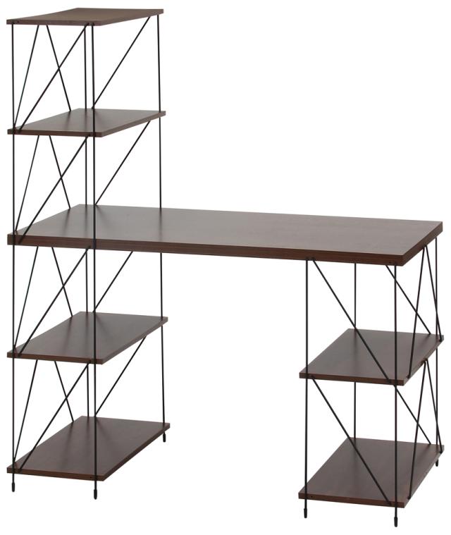 不二貿易 51412 EZBO ワイヤーデスク（ミディアムブラウン）[51412フジボウエキ] 返品種別Aの通販は