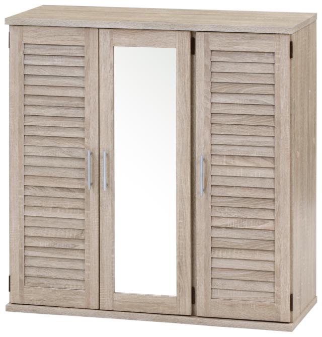 不二貿易 86193 ルーバー＆ミラー付きシューズボックス90幅（ホワイトオーク）[86193フジボウエキ] 返品種別Aの通販は