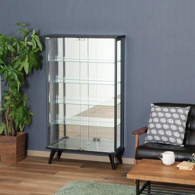 不二貿易 98883 ガラス ディスプレイラック 5段(ブラック)TMG-G109[98883フジボウエキ] 返品種別Aの通販は