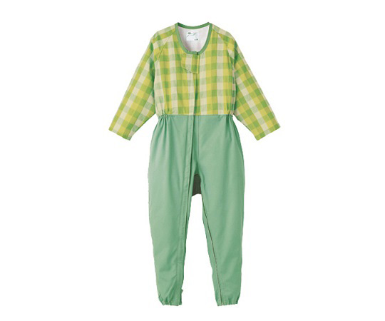 エンゼル 8-4345-02 前開き介護寝巻き（グリーン/Mサイズ）フルオープン型 ロック機能付コンビネーション（5738-TA）[8434502] 返品種別Aの通販は