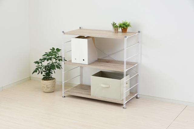 YAMAZEN ウッドシェルフ3段 (アンティークアイボリーサンドホワイト・幅85.5×奥行41.5×高さ85cm) MWS-80843-AIVSWH返品種別Aの通販は