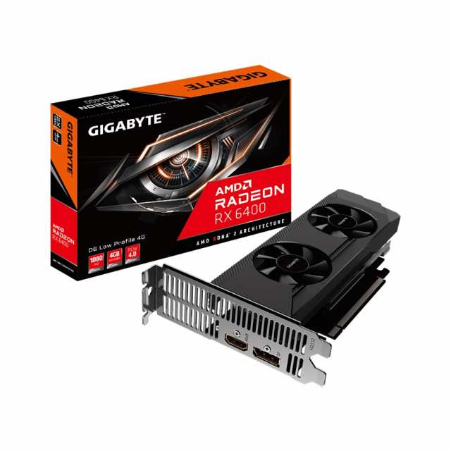 GIGABYTE（ギガバイト） GV-R64D6-4GL Radeon RX 6400 搭載 GDDR6 ロープロファイルグラフィックボード[GVR64D64GL] 返品種別B