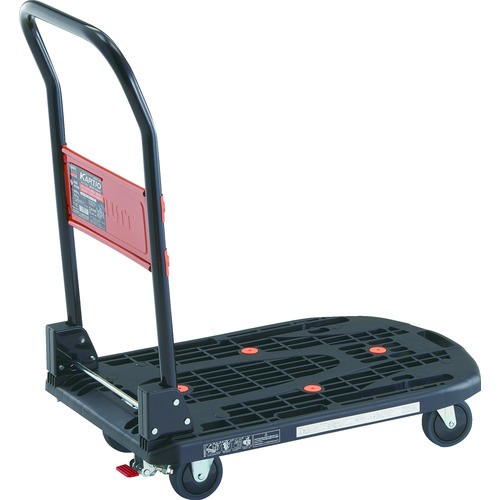 トラスコ中山 MPK-720-BK-SS 樹脂台車 カルティオ(スチールハンドルタイプ)折畳 780×490 ストッパー付（黒）[MPK720BKSS] 返品種別Bの通販は