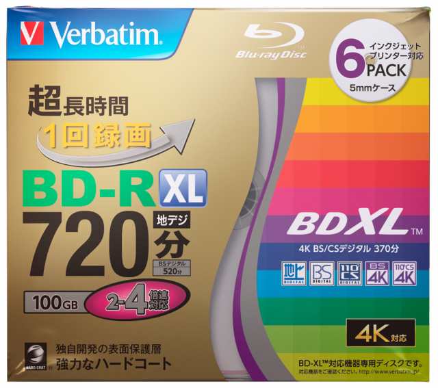 バーベイタム VBR520YP6VTO 4倍速対応BD-R XL 6枚パック100GB