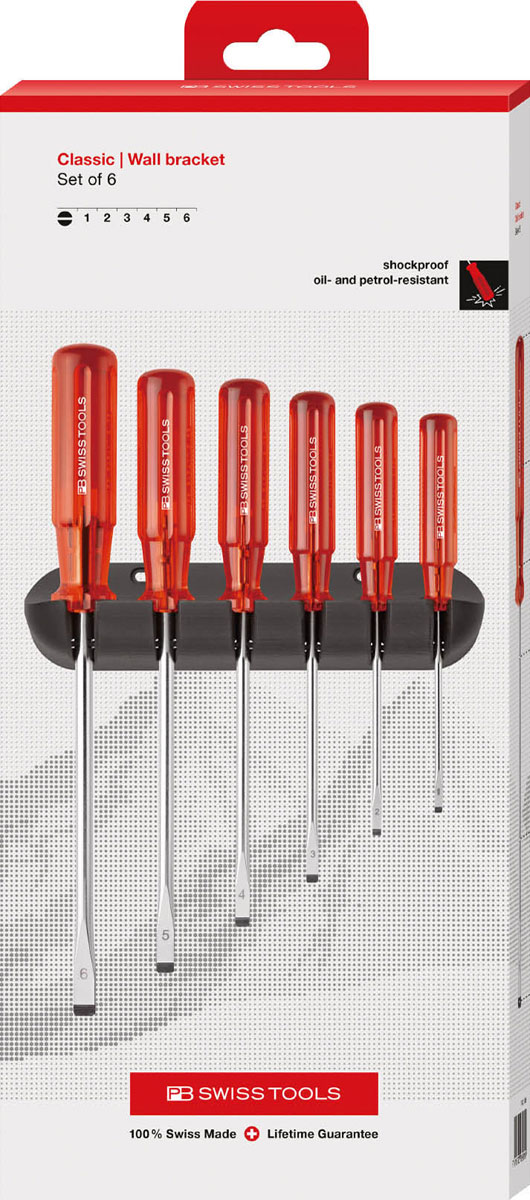 PBスイスツールズ PB 240.CBB クラシックマイナスドライバーセット(壁掛けホルダー付)6本組 ハイクオリティーペーパーボックス仕様PB Swiss Tools PBSwissTools クラシックドライバー[PB240CBB] 返品種別Bの通販は
