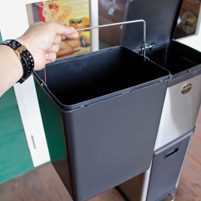 ダルトン(Dulton) ステンレス製ゴミ箱 コンパートメント ビン 18 20Lサイズ 2-COMPARTMENT BIN K855-1202 - 1