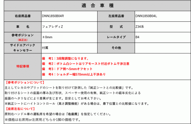 [レカロ スポーツスター]RZ34 フェアレディZ用シートレール(4ポジション)[N SPORT製][保安基準適合]の通販は
